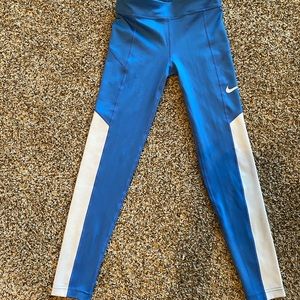 Nike Girls Training Tight Leggings - Blue/White